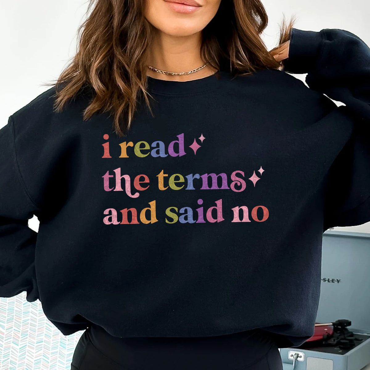I Read the Terms and Said No Care & Resist Gildan crewneck sweatshirt in Black