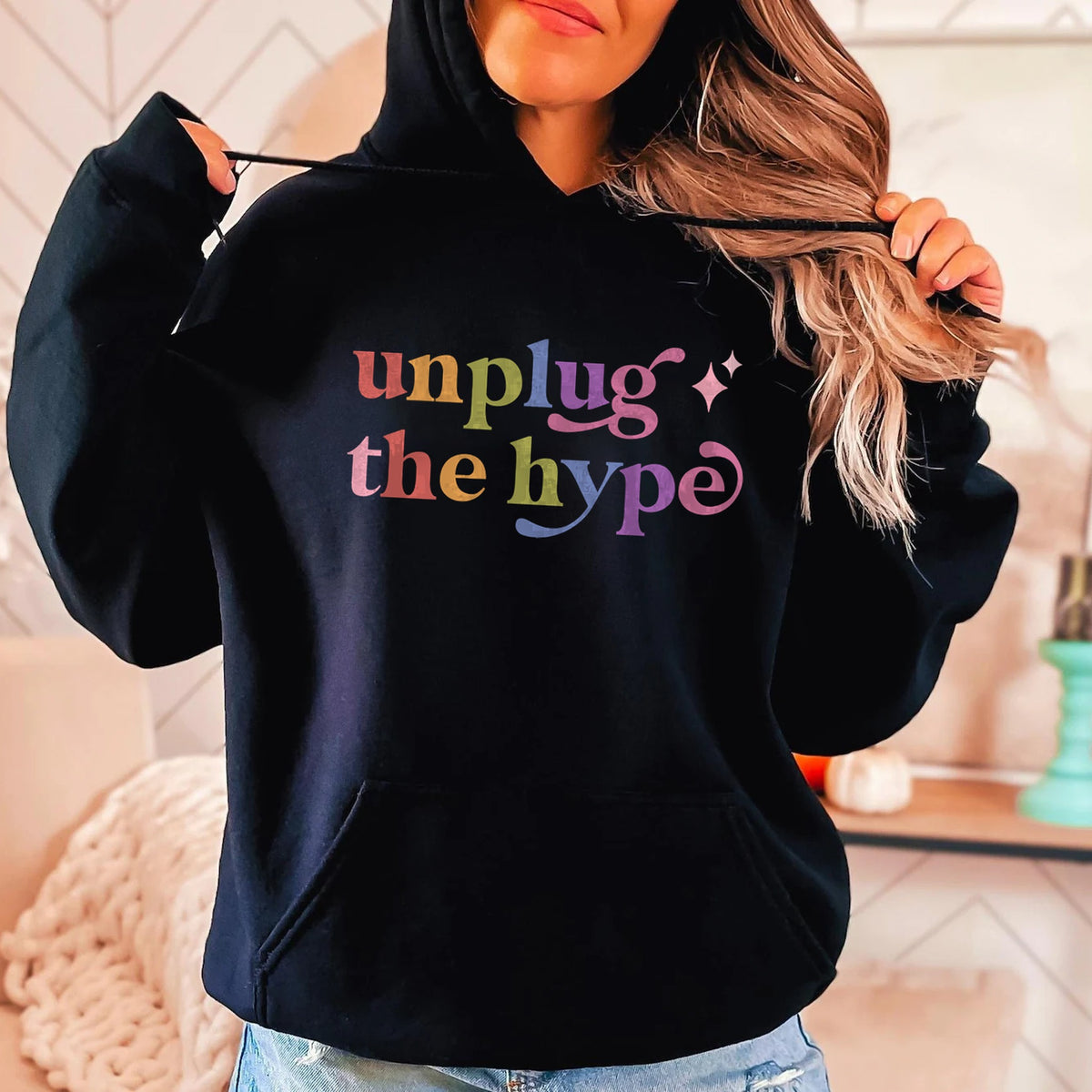 Unplug the Hype Care & Resist Gildan hoodie in Black