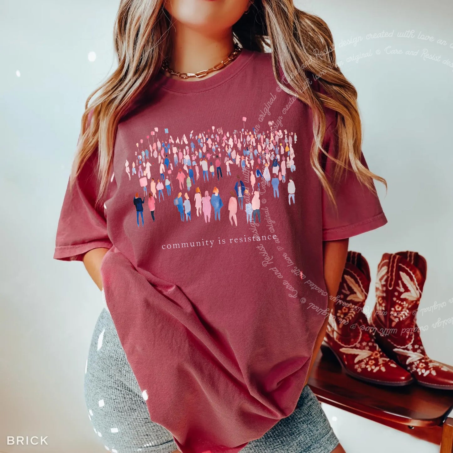 Community is Resistance Watercolor Protestors Comfort Colors T-Shirt