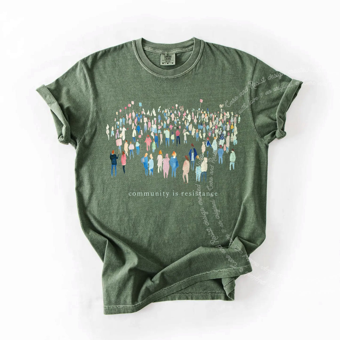 Community is Resistance Watercolor Protestors Comfort Colors T-Shirt