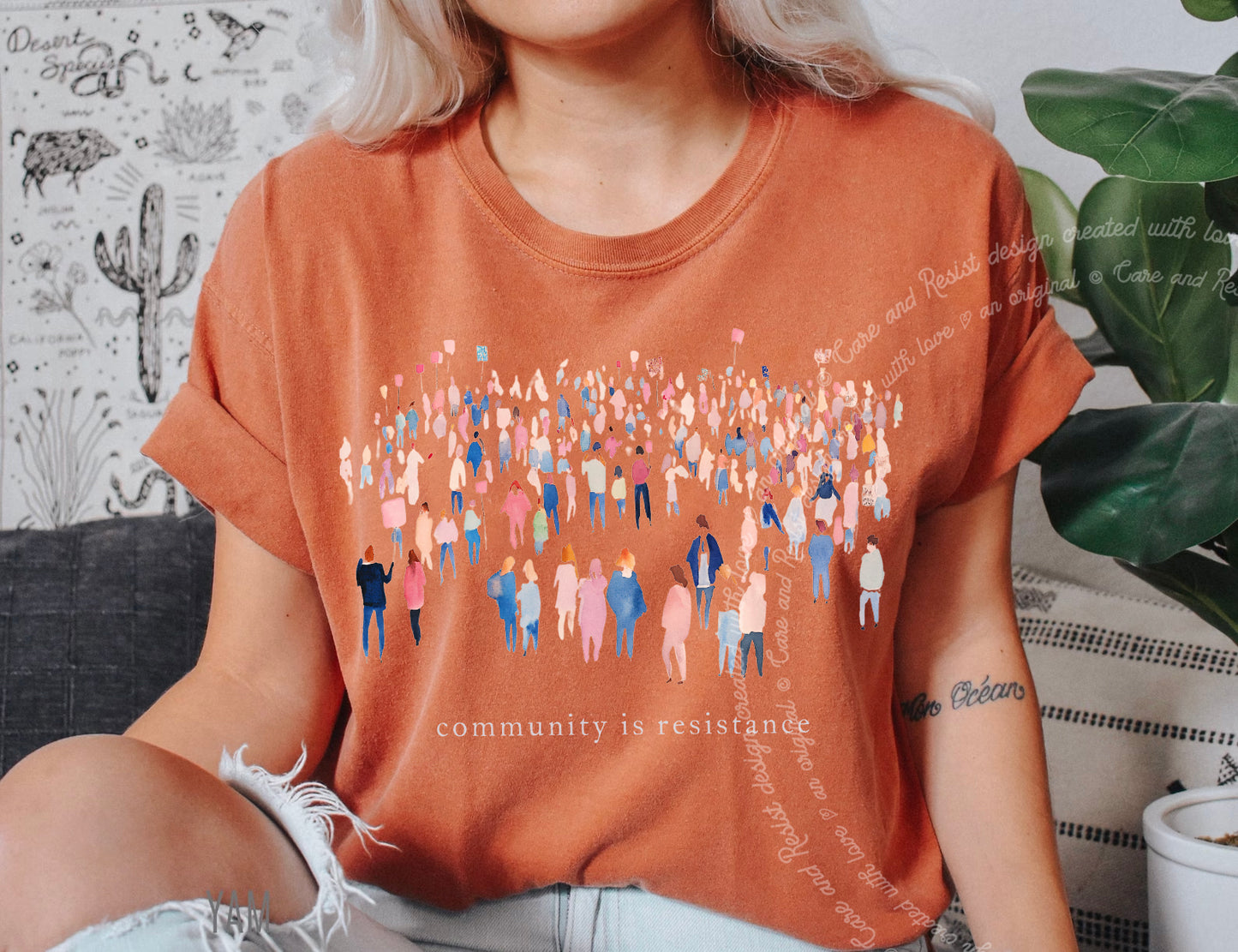 Community is Resistance Watercolor Protestors Comfort Colors T-Shirt