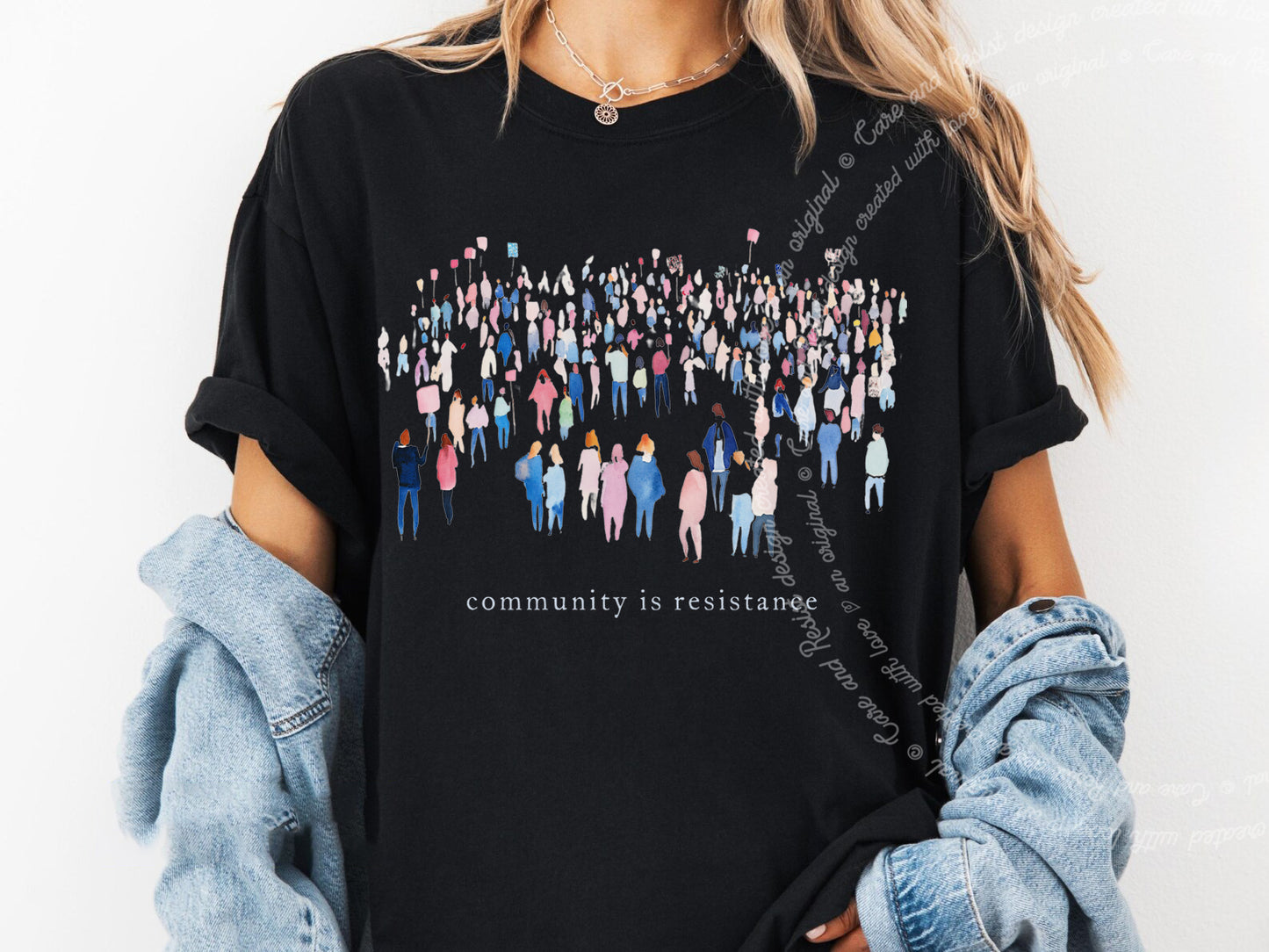 Community is Resistance Watercolor Protestors Comfort Colors T-Shirt