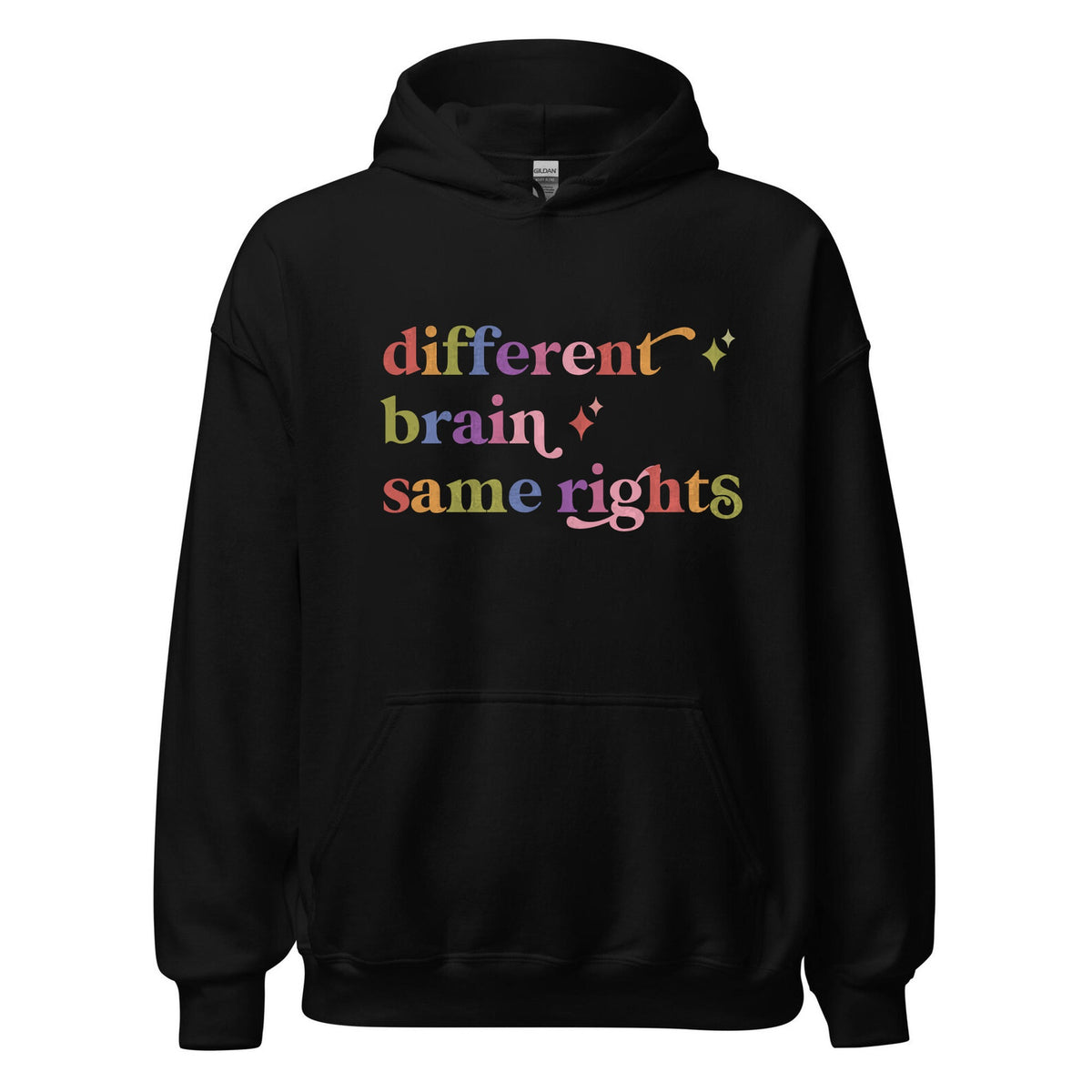 Different Brain Same Rights Care & Resist Gildan hoodie in Black