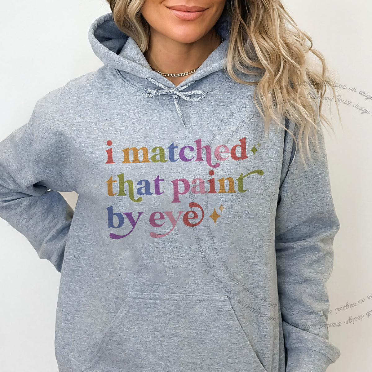 I Matched That Paint By Eye Care & Resist Gildan hoodie in Sport Grey