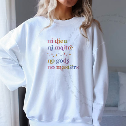 Ni Dieu Ni Maitre No Gods No Masters Care & Resist Gildan crewneck sweatshirt in White