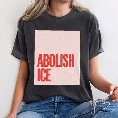 Abolish ICE Care & Resist progressive t-shirt in Graphite