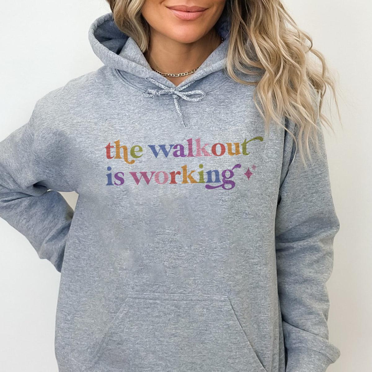 The Walkout is Working Care & Resist Gildan hoodie in Sport Grey