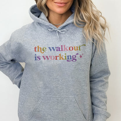 The Walkout is Working Care & Resist Gildan hoodie in Sport Grey