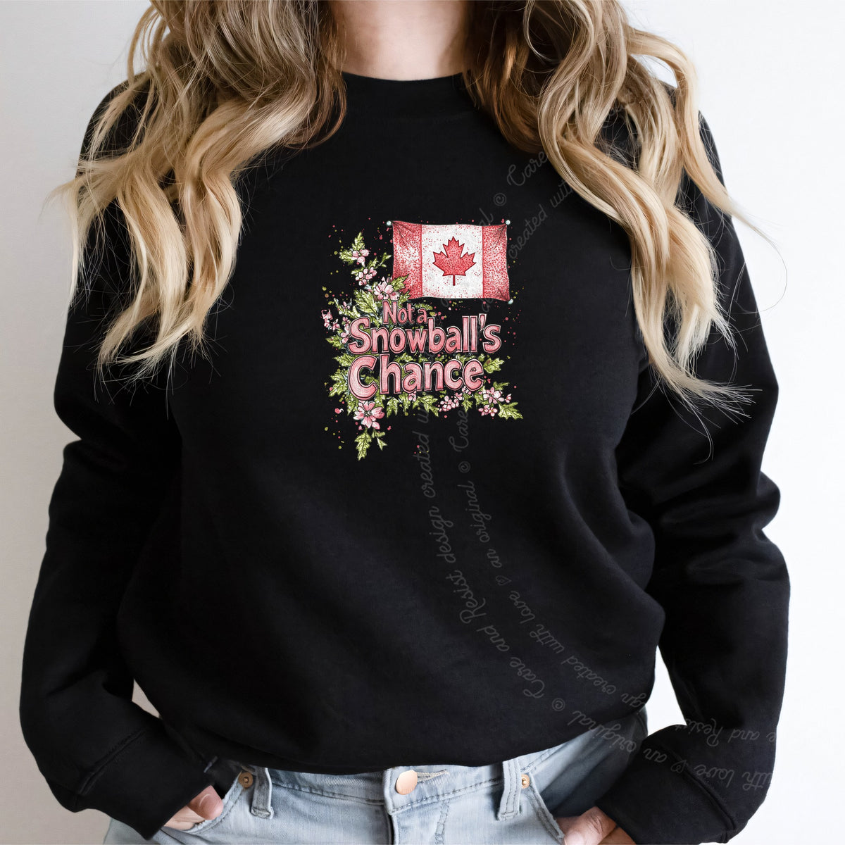 Not a Snowball's Chance Care & Resist Gildan crewneck sweatshirt in Black
