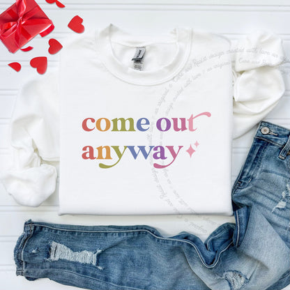 Come Out Anyway Care & Resist Gildan crewneck sweatshirt in White