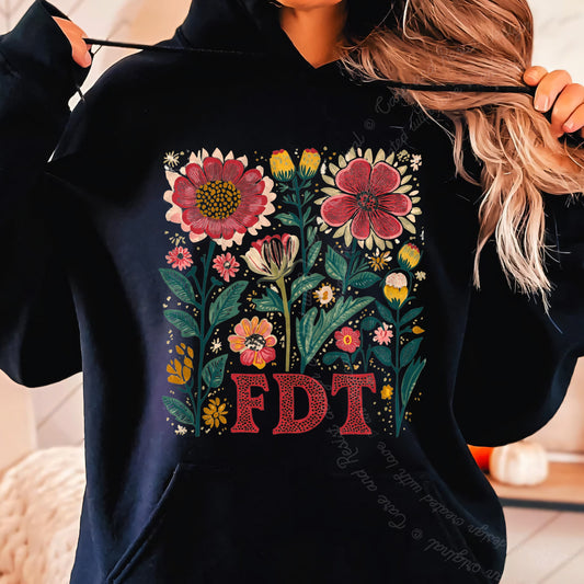 FDT Floral Care & Resist Gildan hoodie in Black