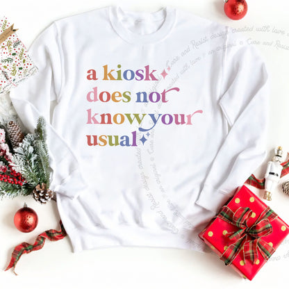 A Kiosk Does not Know Your Usual Care & Resist Gildan crewneck sweatshirt in White
