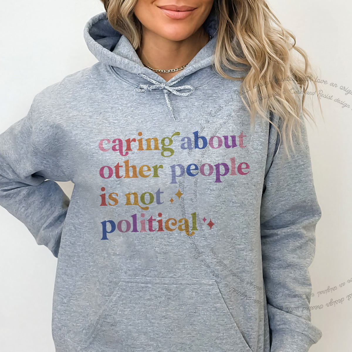 Caring About Other People Is Not Political Care & Resist Gildan hoodie in Sport Grey