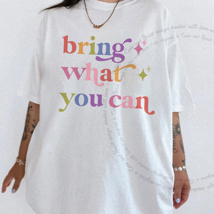 Bring What You Can Care & Resist rainbow Comfort Colors tee, White