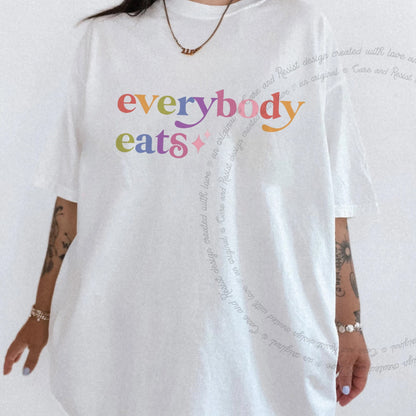 Everybody Eats Care & Resist rainbow Comfort Colors tee, White