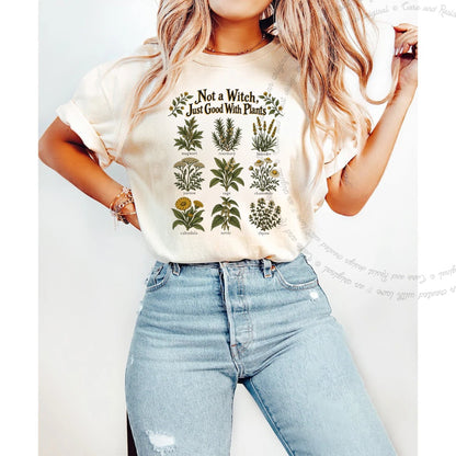 Not a Witch Just Good With Plants Care & Resist progressive t-shirt in Ivory