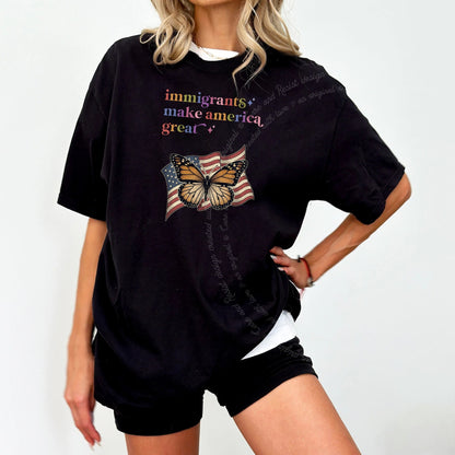 Immigrants Make America Great Care & Resist rainbow Comfort Colors tee, Black