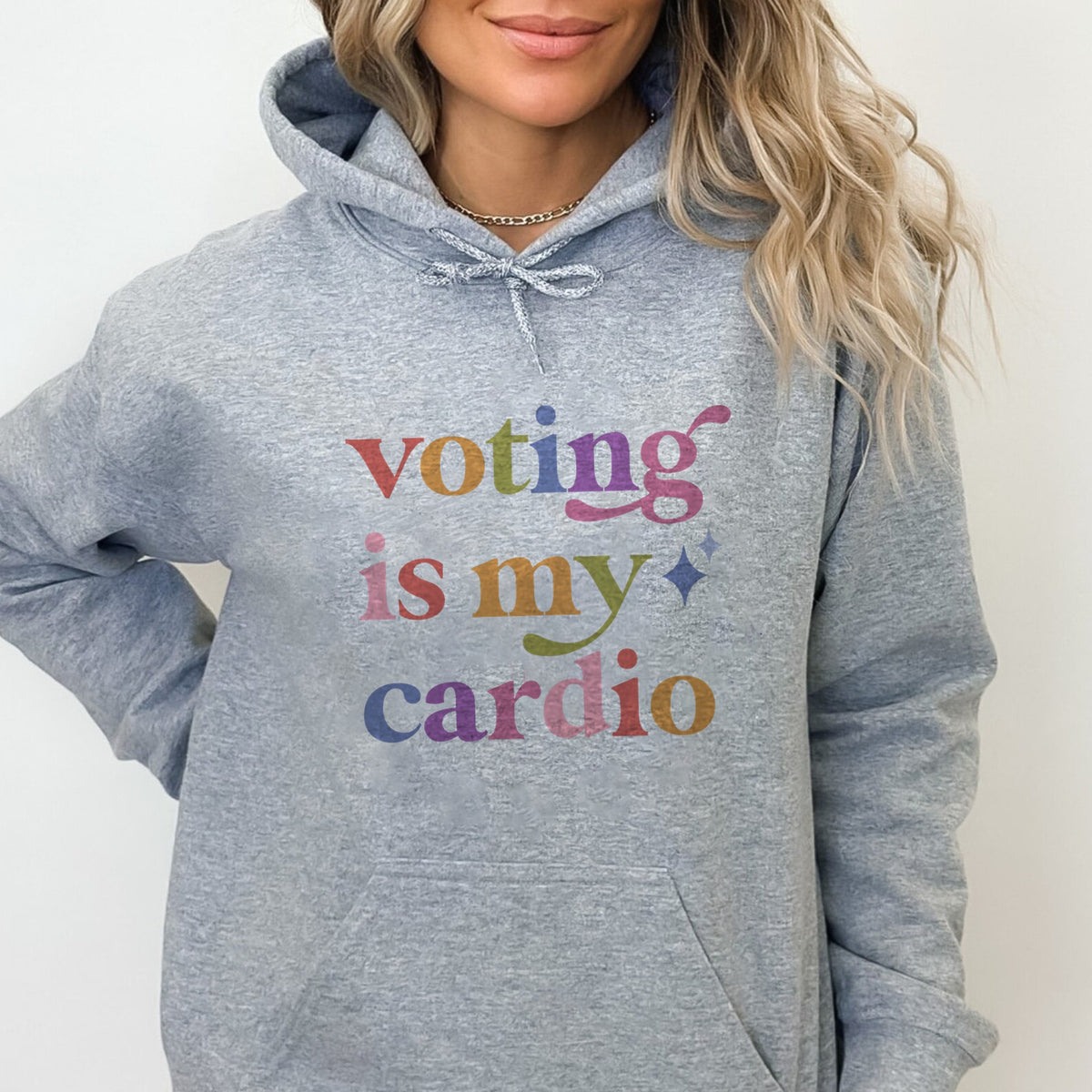 Voting is My Cardio Care & Resist Gildan hoodie in Sport Grey