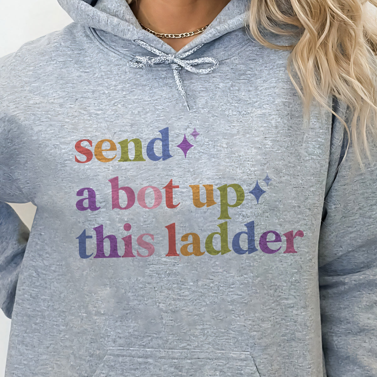 Send a Bot Up This Ladder Care & Resist Gildan hoodie in Sport Grey
