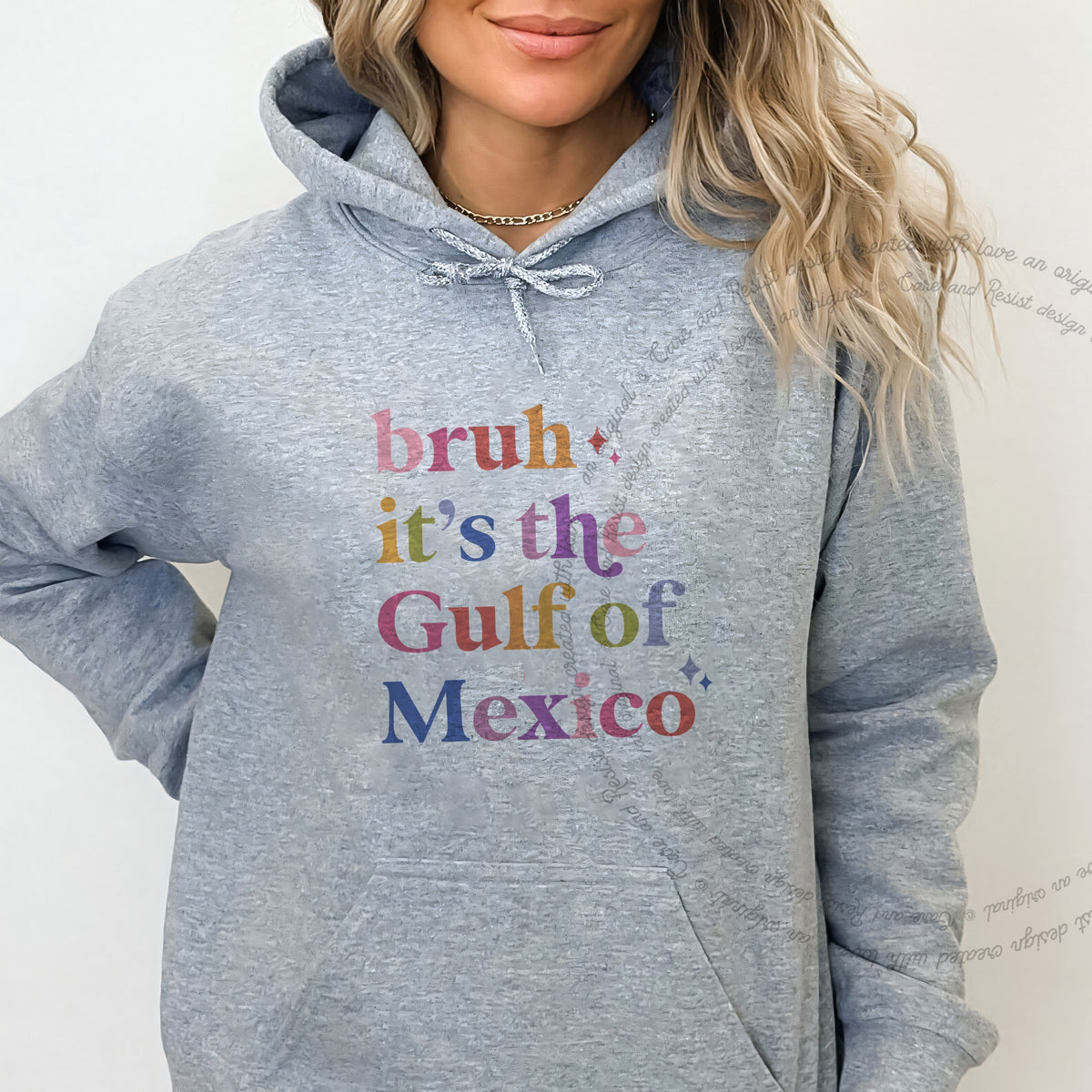 Bruh It's the Gulf of Mexico Care & Resist Gildan hoodie in Sport Grey