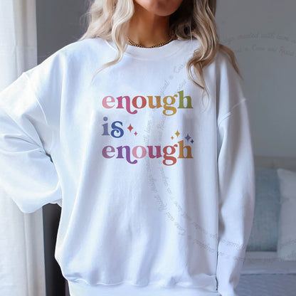 Enough Is Enough Care & Resist Gildan crewneck sweatshirt in White