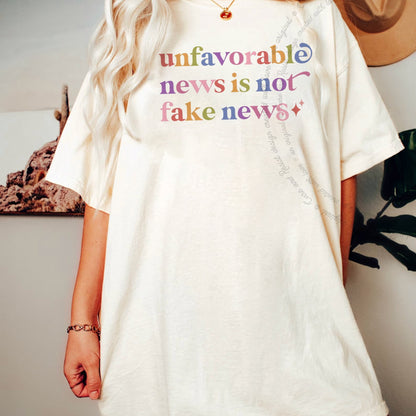 Unfavorable News is not Fake News Care & Resist progressive t-shirt in Ivory