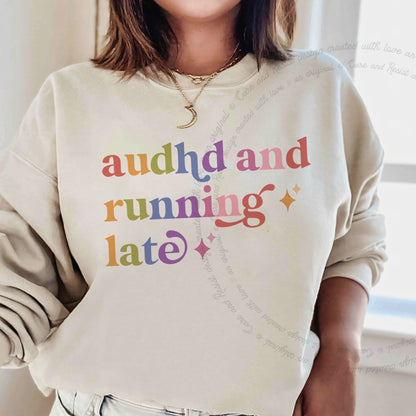 Audhd and Running Late Care & Resist Gildan crewneck sweatshirt in Sand