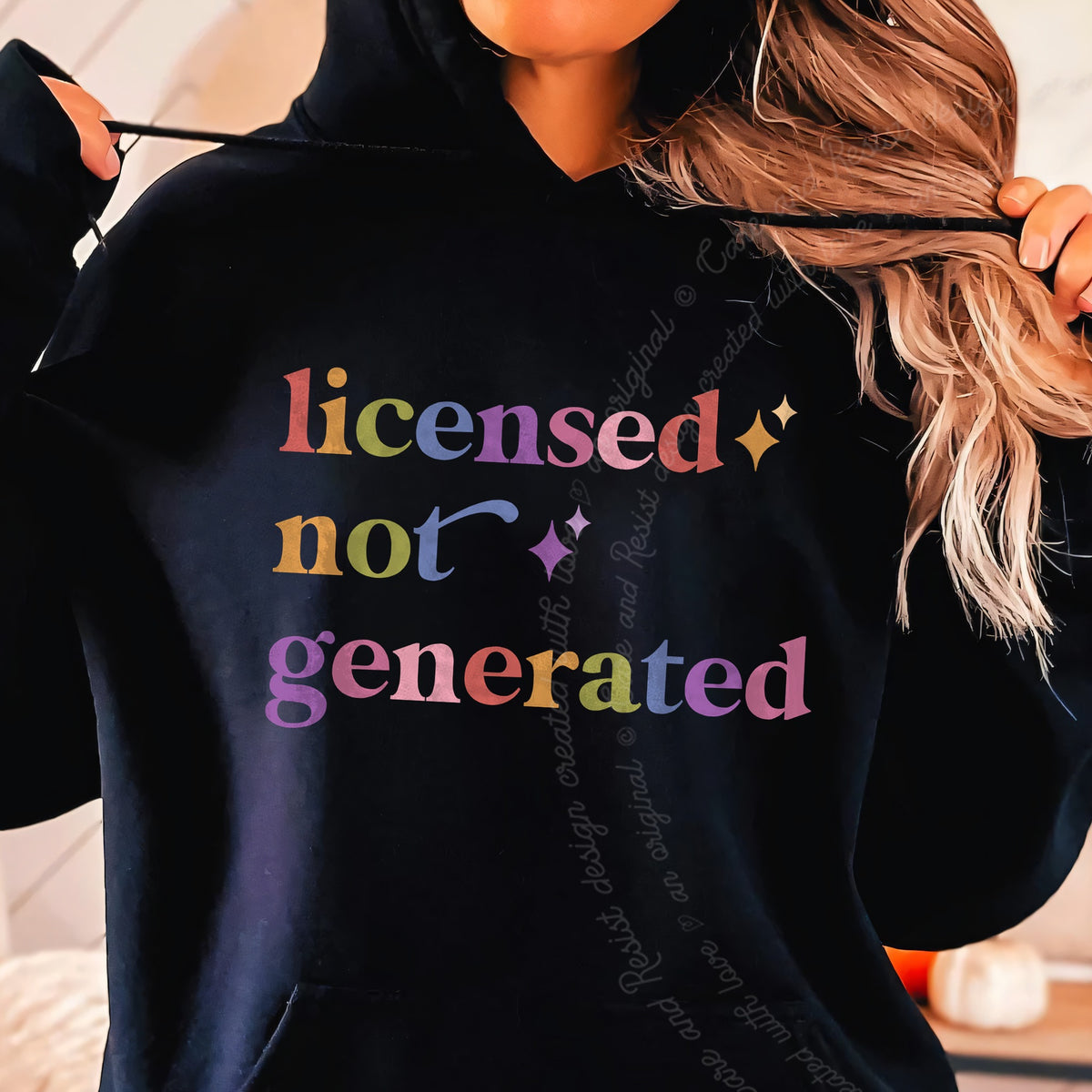Licensed not Generated Care & Resist Gildan hoodie in Black