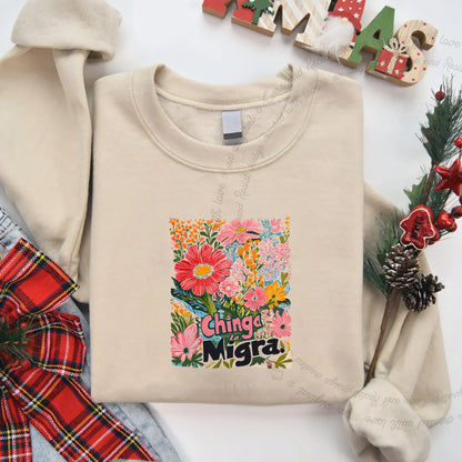 Chinga La Migra Care & Resist Gildan crewneck sweatshirt in Sand