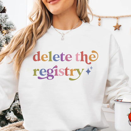 Delete the Registry Care & Resist Gildan crewneck sweatshirt in White