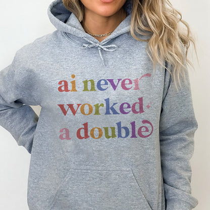 Ai Never Worked a Double Care & Resist Gildan hoodie in Sport Grey
