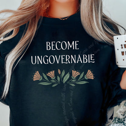 Become Ungovernable Care & Resist Gildan crewneck sweatshirt in Black