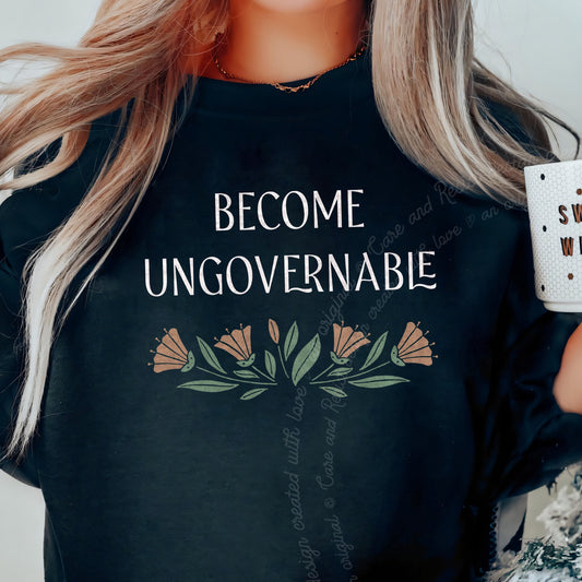 Become Ungovernable Care & Resist Gildan crewneck sweatshirt in Black