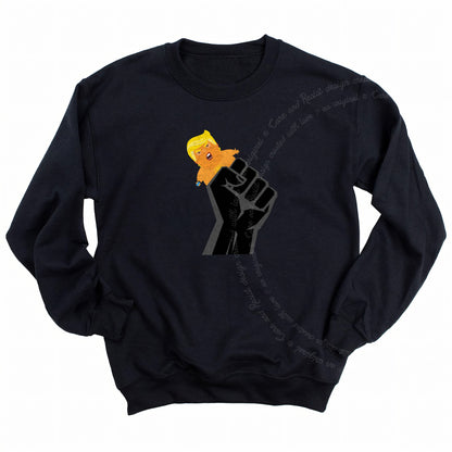 Resist Fist and Trump Blimp Care & Resist Gildan crewneck sweatshirt in Black