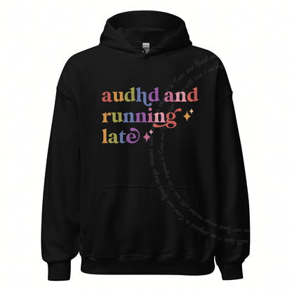 Audhd and Running Late Care & Resist Gildan hoodie in Black