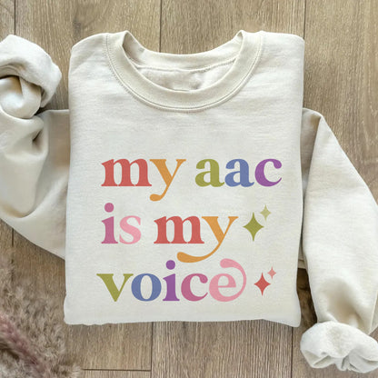 My Aac is My Voice Care & Resist Gildan crewneck sweatshirt in Sand