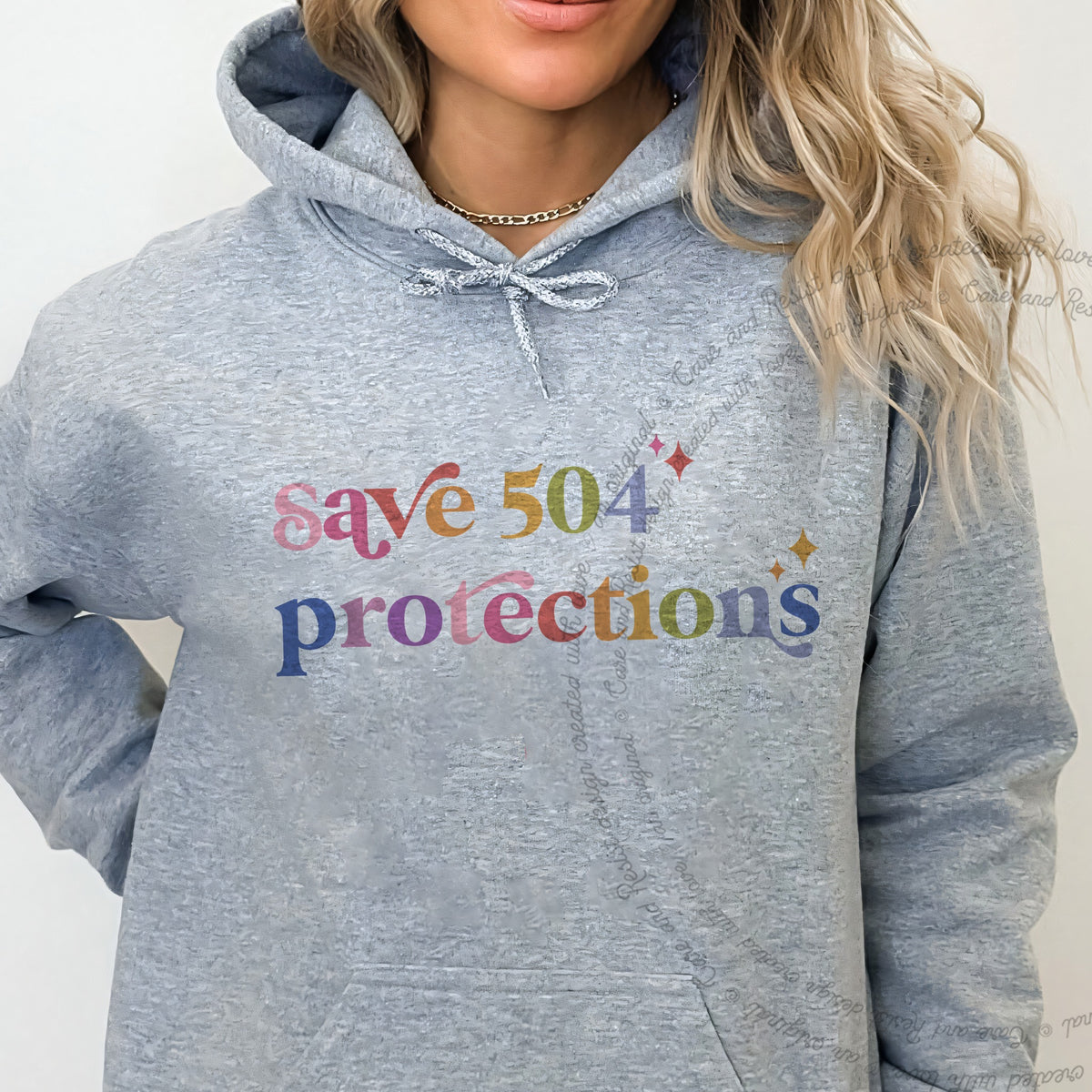 Save 504 Protections Care & Resist Gildan hoodie in Sport Grey