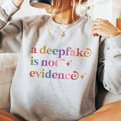 A Deepfake is not Evidence Care & Resist Gildan crewneck sweatshirt in Sport Grey