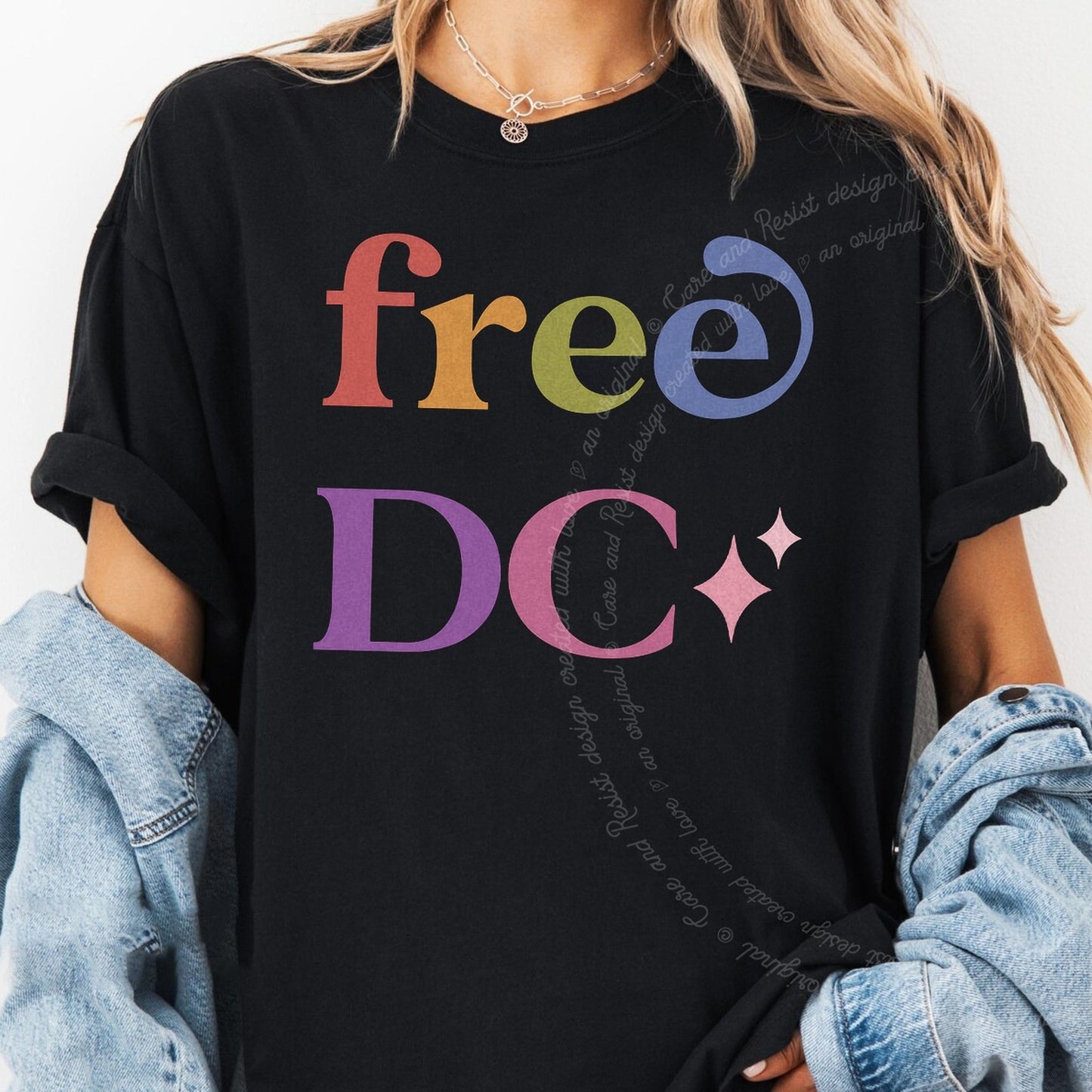 Free DC Care & Resist rainbow tee