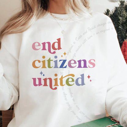 End Citizens United Care & Resist Gildan crewneck sweatshirt in White