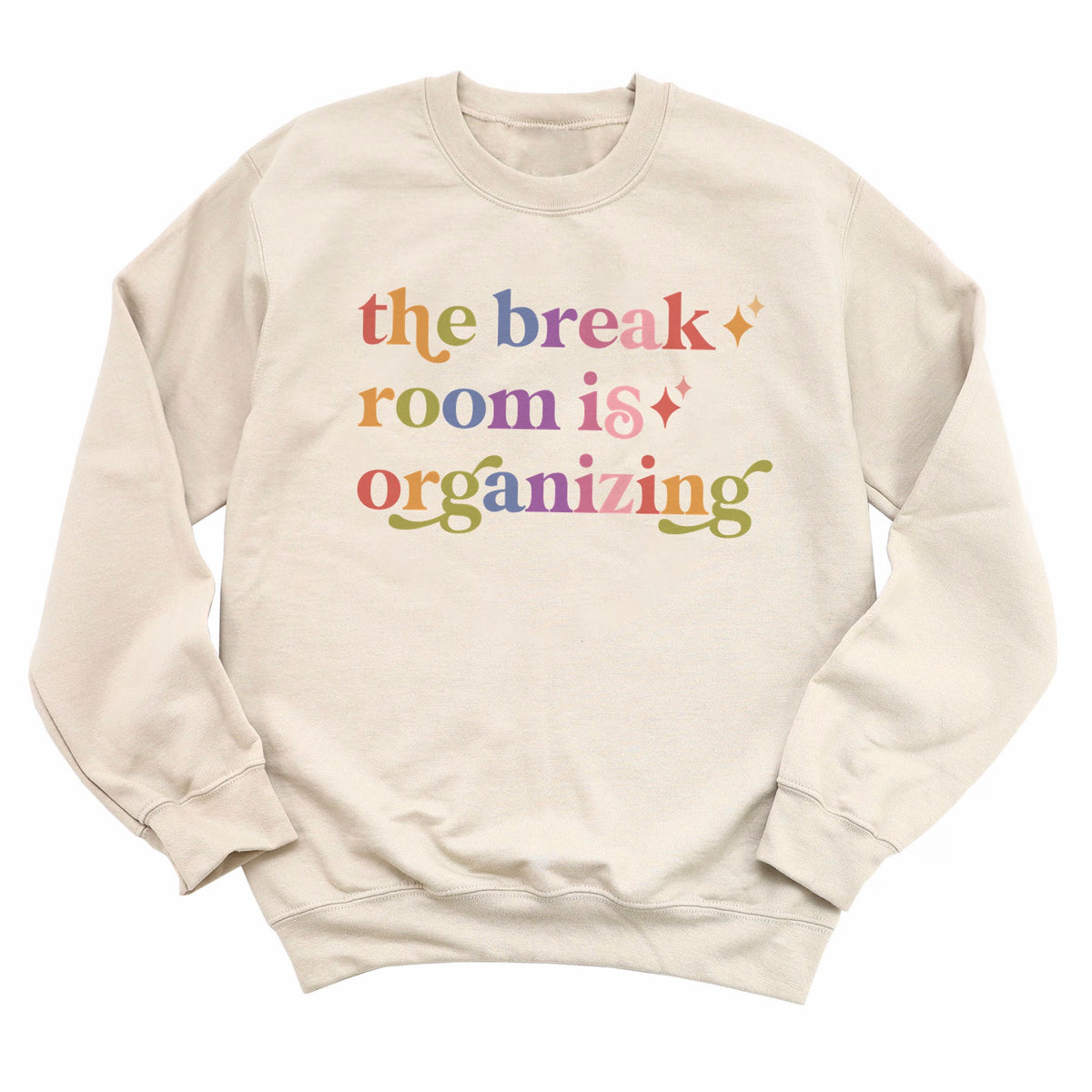 The Break Room is Organizing Care & Resist Gildan crewneck sweatshirt in Sand