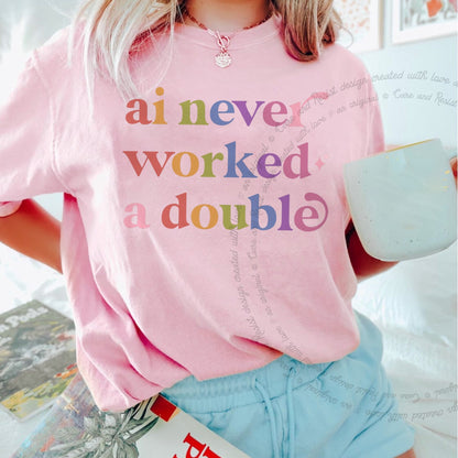 Ai Never Worked a Double Care & Resist tee in Blossom