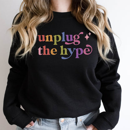 Unplug the Hype Care & Resist Gildan crewneck sweatshirt in Black