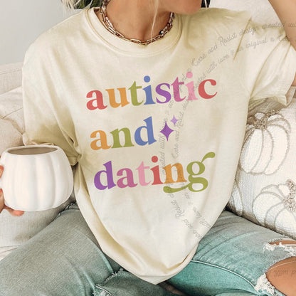Autistic and Dating Care & Resist progressive t-shirt in Ivory