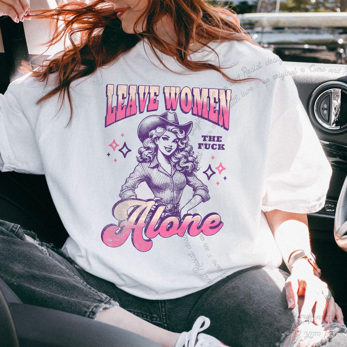 Leave Women the Fuck Alone Care & Resist progressive t-shirt in White