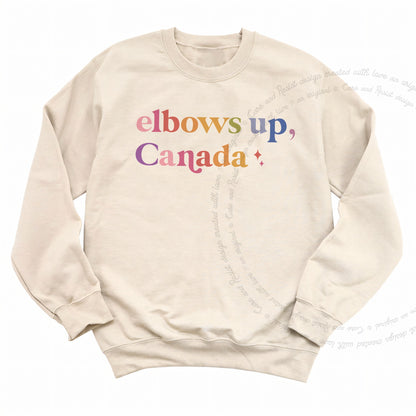 Elbows Up, Canada Care & Resist Gildan crewneck sweatshirt in Sand