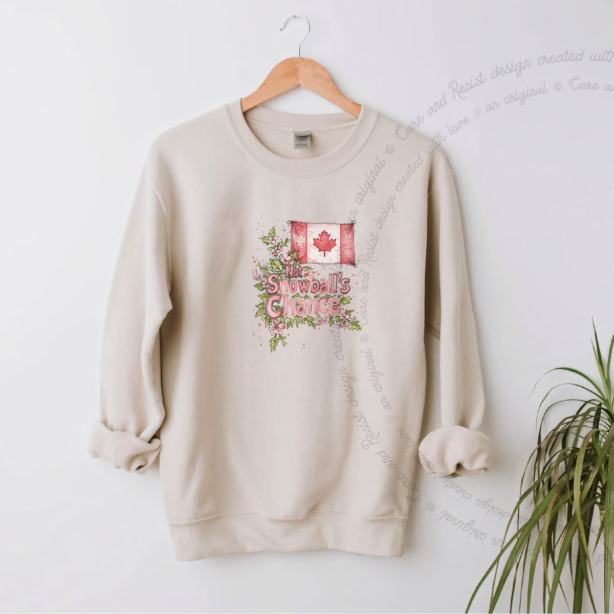 Not a Snowball's Chance Care & Resist Gildan crewneck sweatshirt in Sand