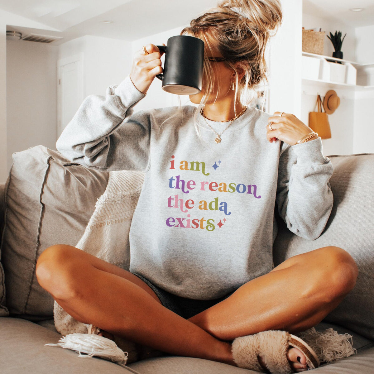 I Am the Reason the Ada Exists Care & Resist Gildan crewneck sweatshirt in Sport Grey