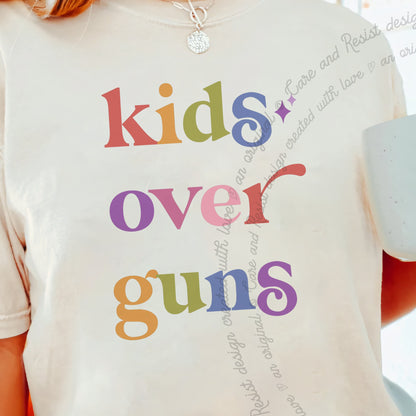 Kids Over Guns Care & Resist progressive t-shirt in Ivory