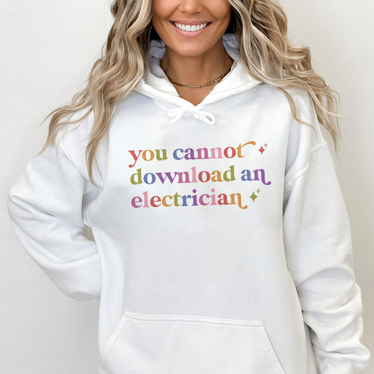 You Cannot Download an Electrician Care & Resist Gildan hoodie in White